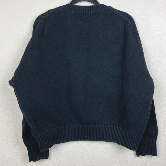 Quince Women's Large 100% Organic Cotton Boyfriend Crew Neck Sweater Black Knit - Picture 14 of 16